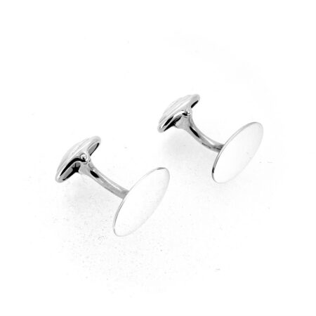 Vintage Links of London sterling silver classic oval cufflinks front angled view