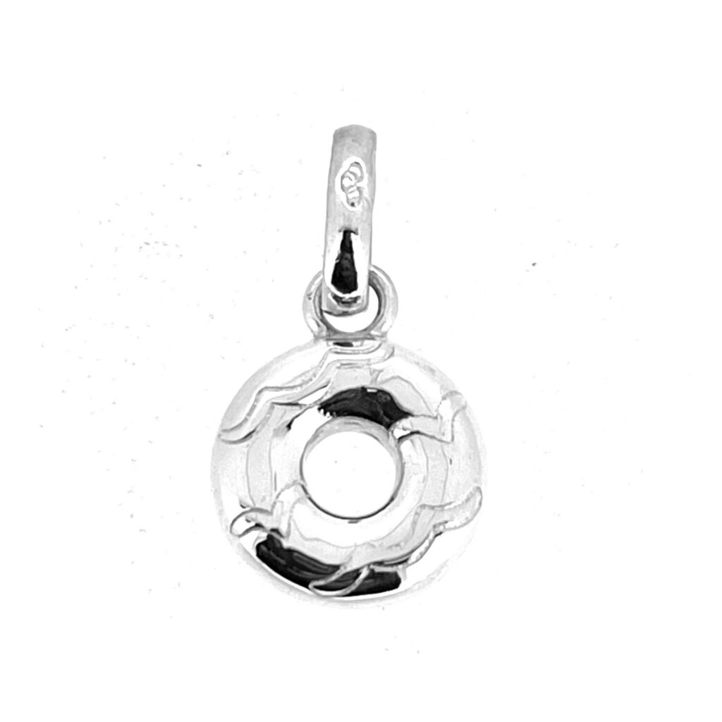 Links of London silver doughnut charm with engraved icing detail