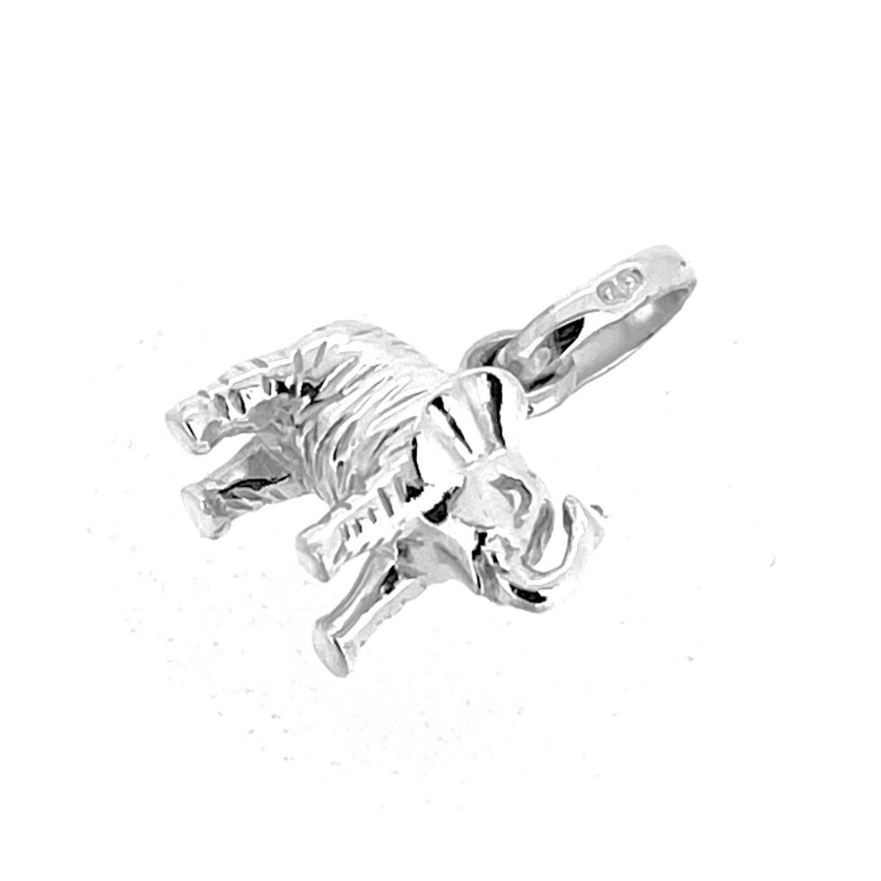 Links of London silver elephant charm viewed from front angle