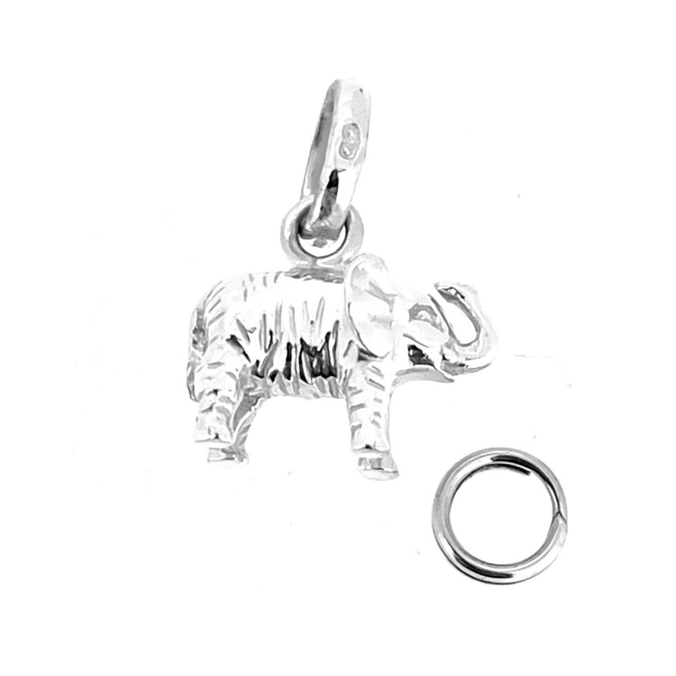 Links of London elephant charm with raised trunk in sterling silver
