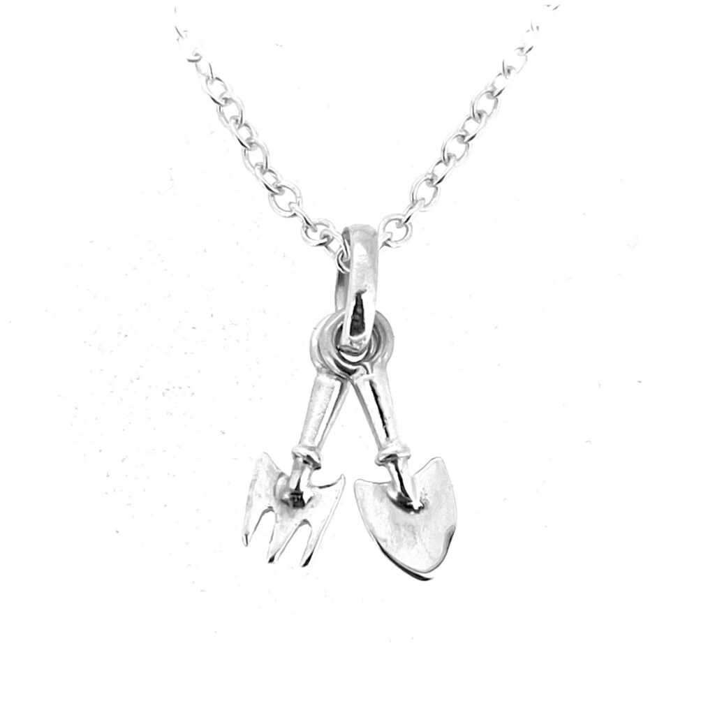 Vintage Links of London sterling silver gardening tools necklace