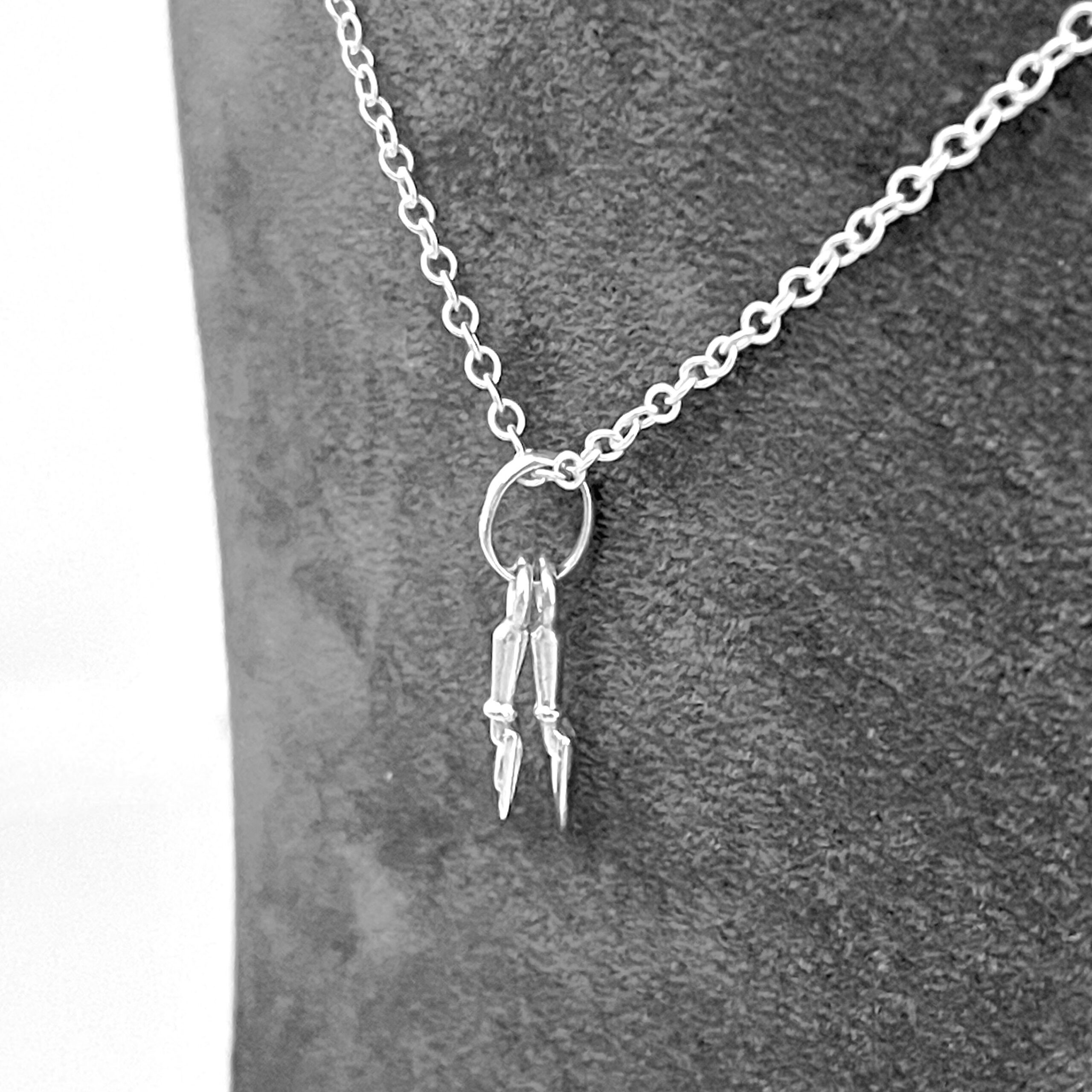 Vintage sterling silver necklace with hand fork and hand spade charms