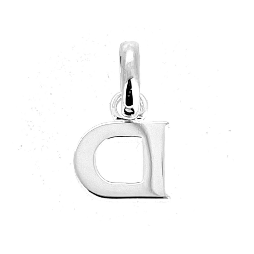Letter D charm with cut-out centre in sterling silver
