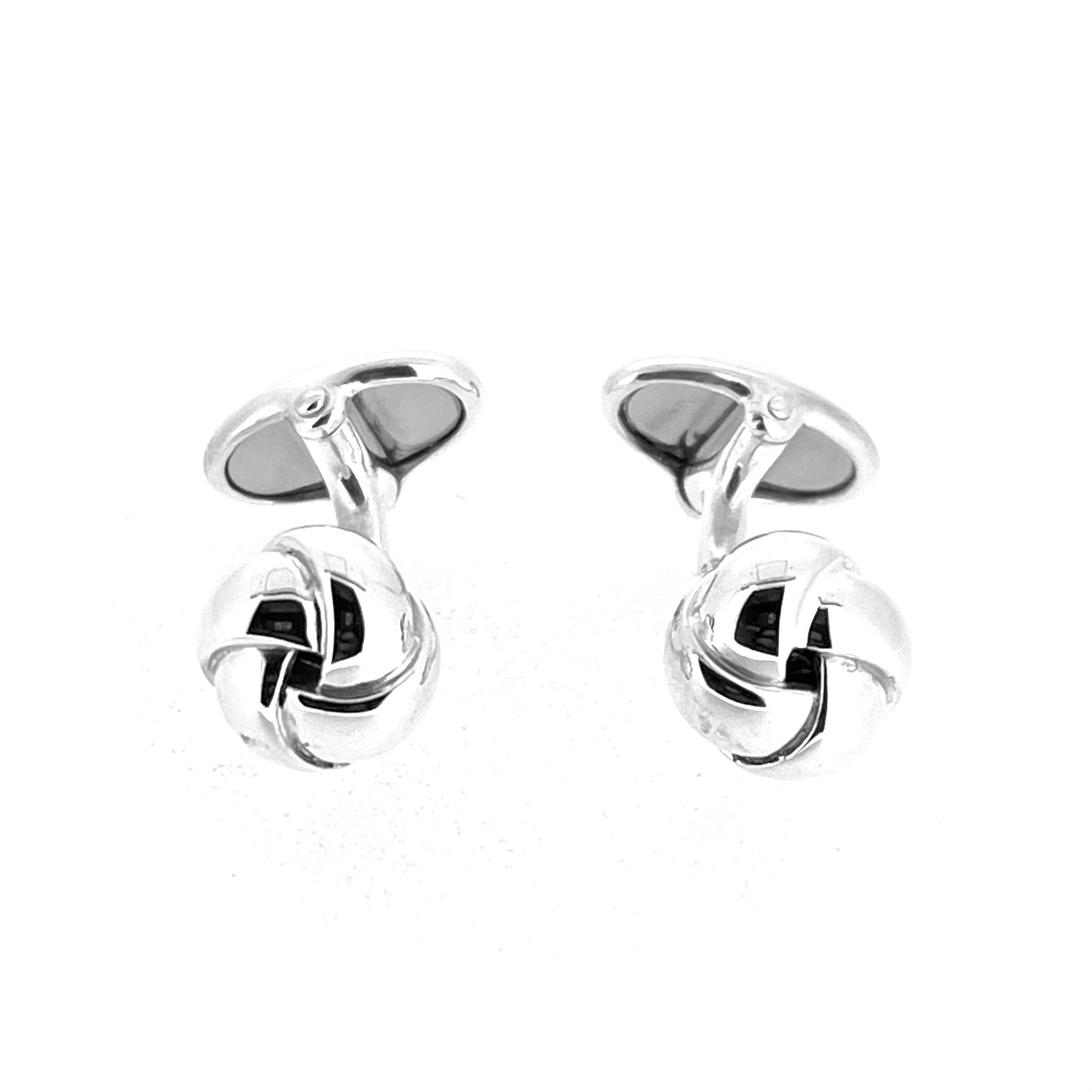 Polished sterling silver knot cufflinks with swivel backs