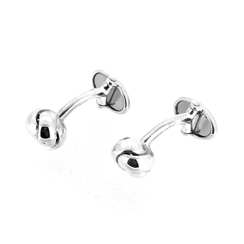 Vintage Links of London sterling silver swivel-back knot cufflinks