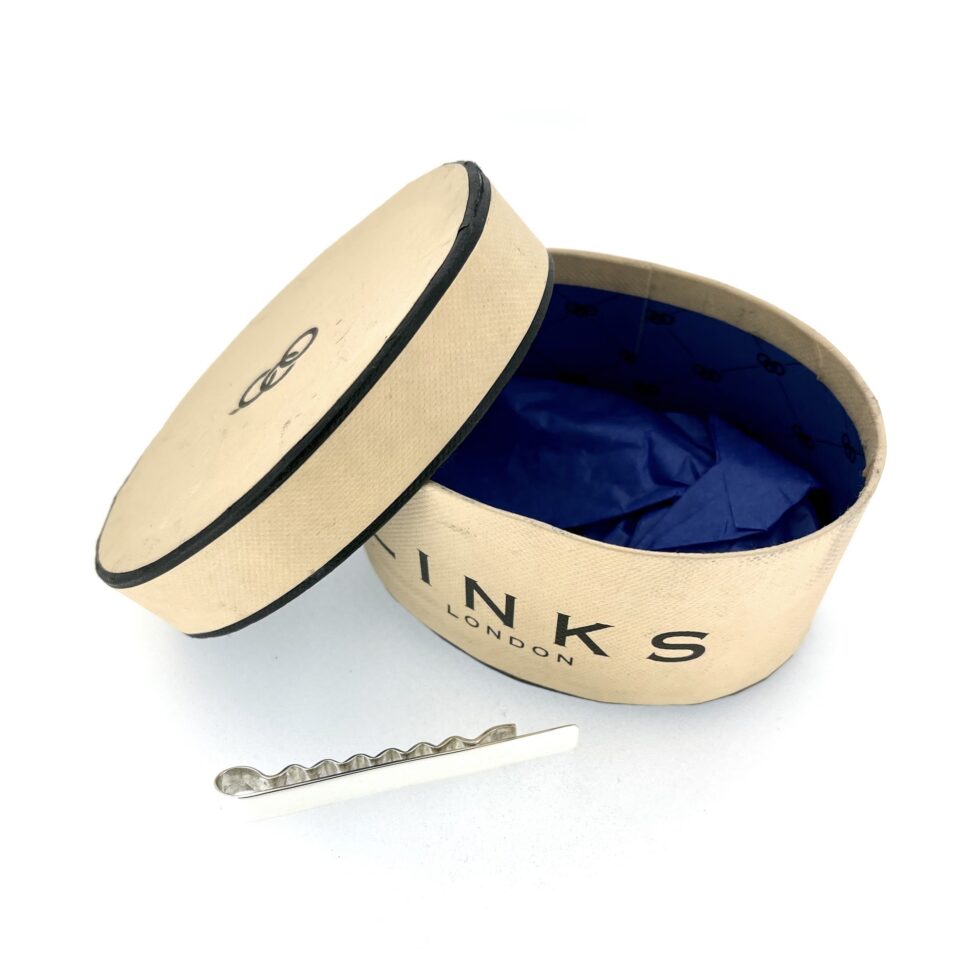 Vintage silver tie clip with long narrow rectangular form