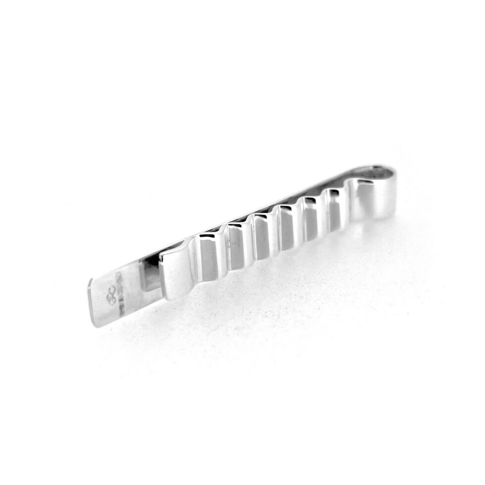 Minimal sterling silver tie clip for formal wear