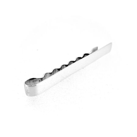 Plain front sterling silver tie clip with curved profile