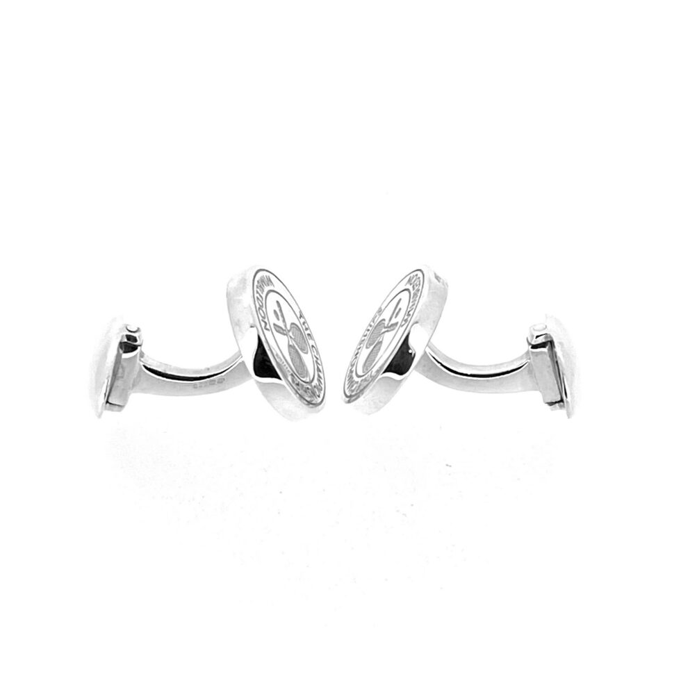 Sterling silver Wimbledon cufflinks with circular fronts and polished finish