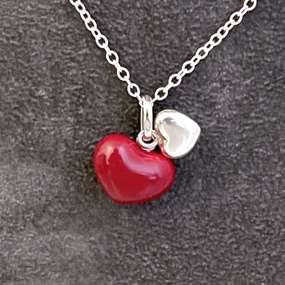 Links of London two hearts charm necklace on sterling silver chain