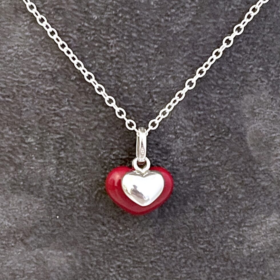 Two Hearts charm presented as a finished Links of London necklace