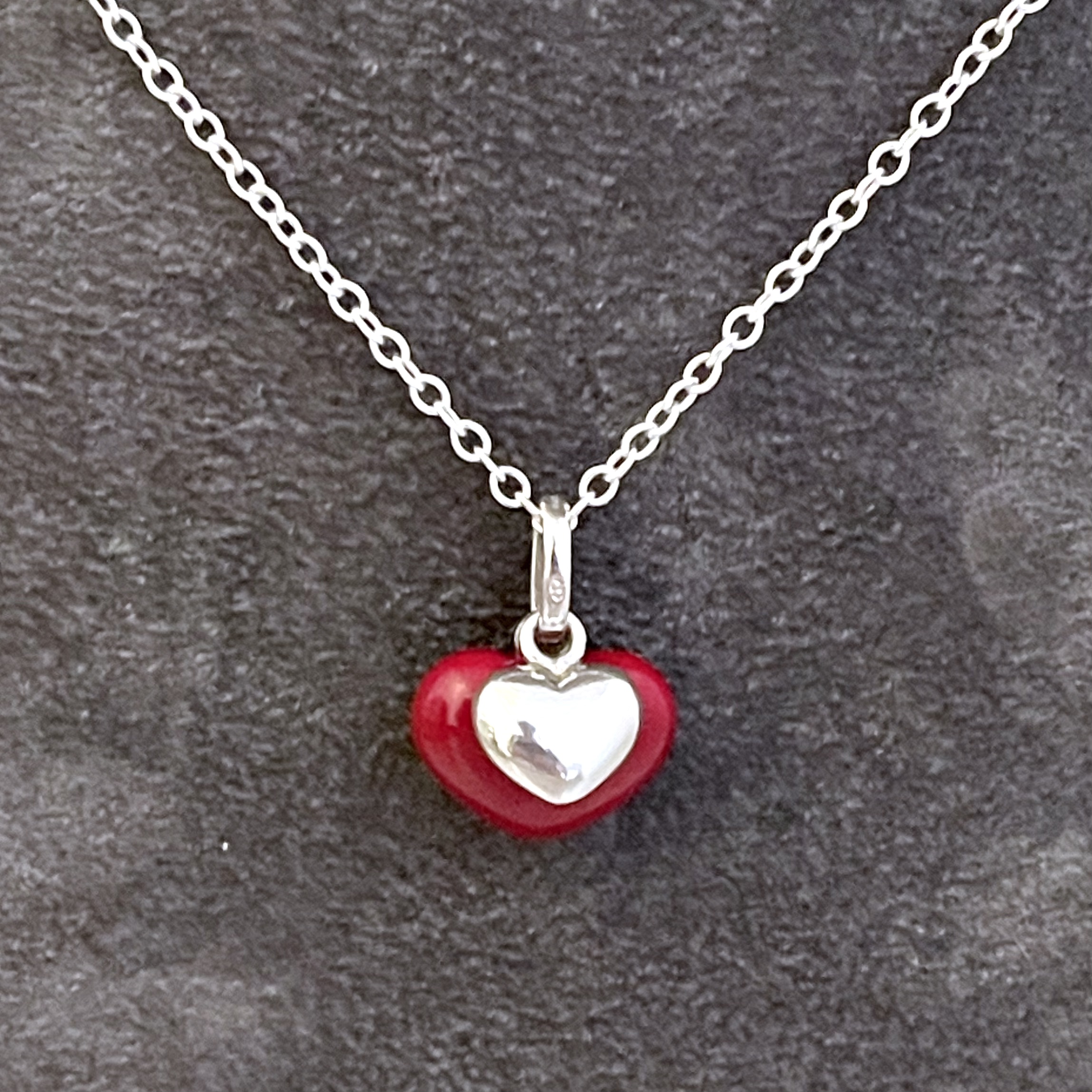 Two Hearts charm presented as a finished Links of London necklace