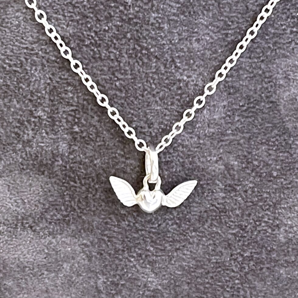 Links of London Winged Heart charm necklace on sterling silver chain