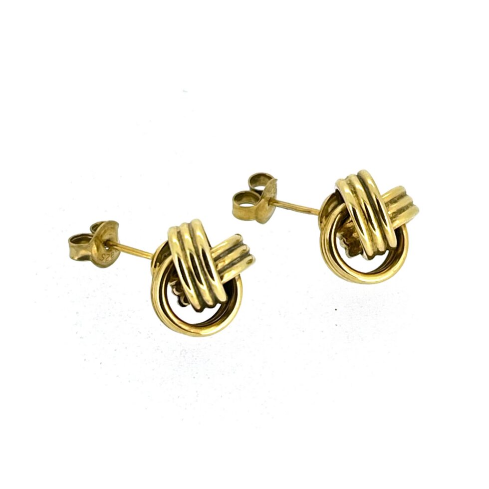 Yellow gold vermeil knot earrings made from interlocking looped links