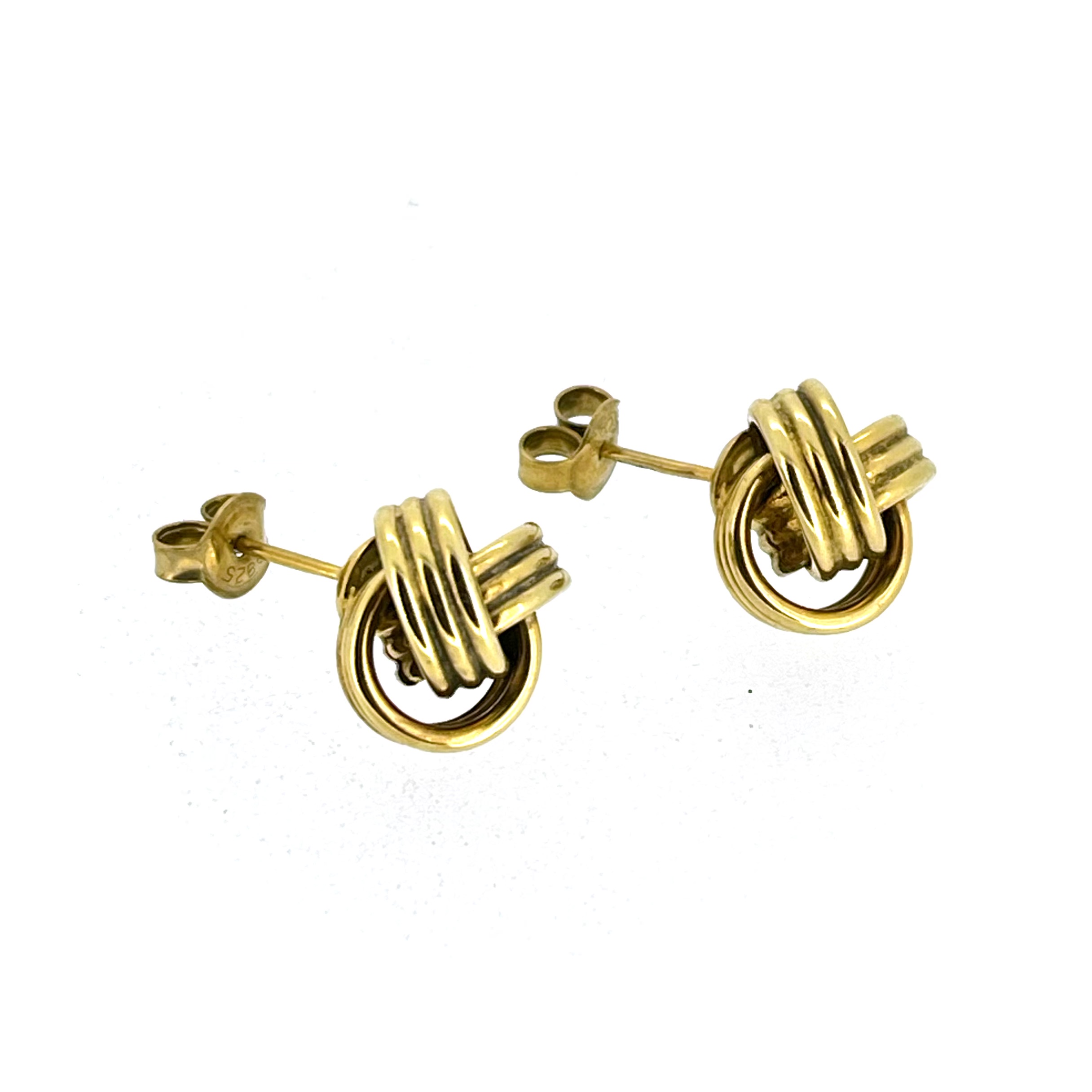 Yellow gold vermeil knot earrings made from interlocking looped links