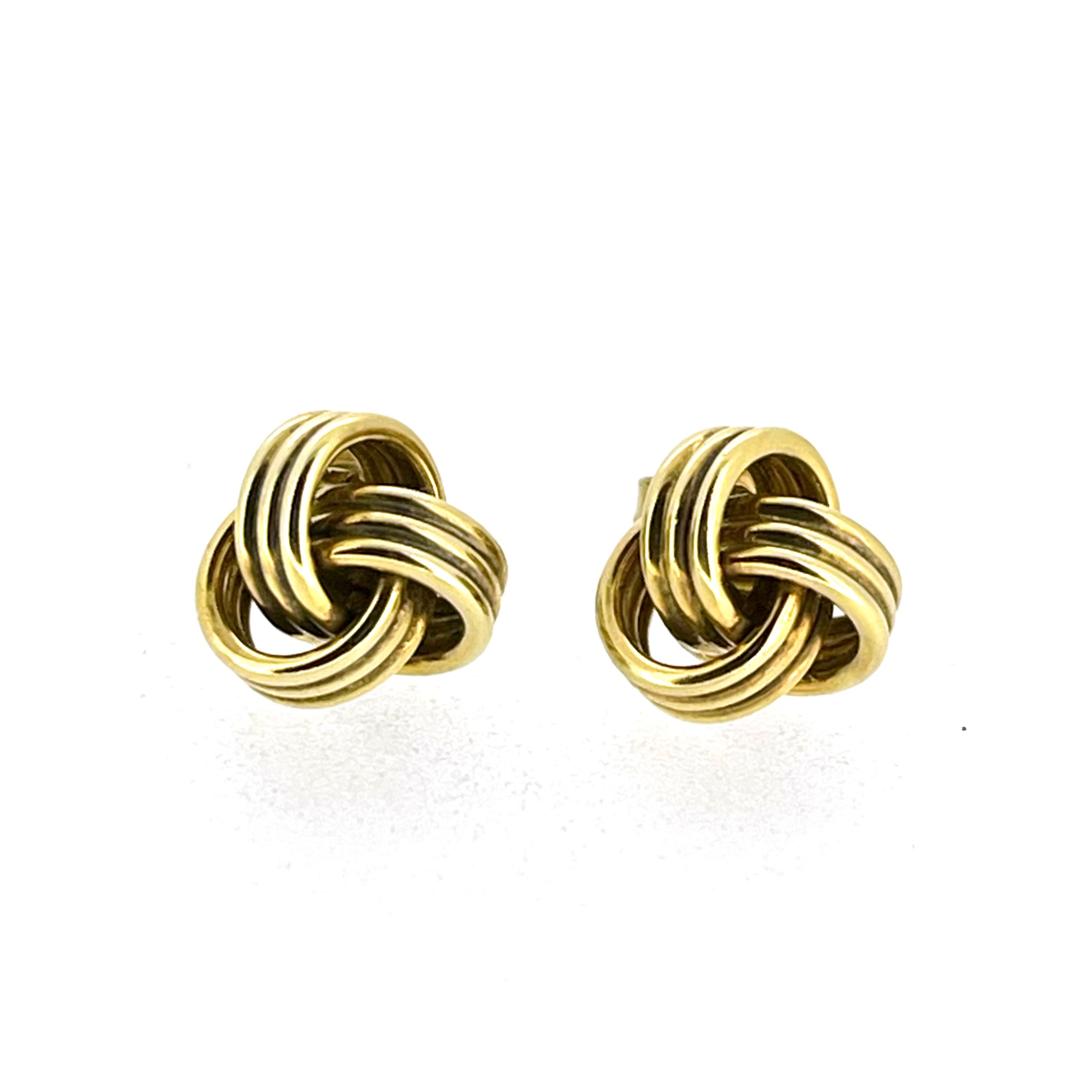 Vintage Links of London yellow gold vermeil knot stud earrings front view