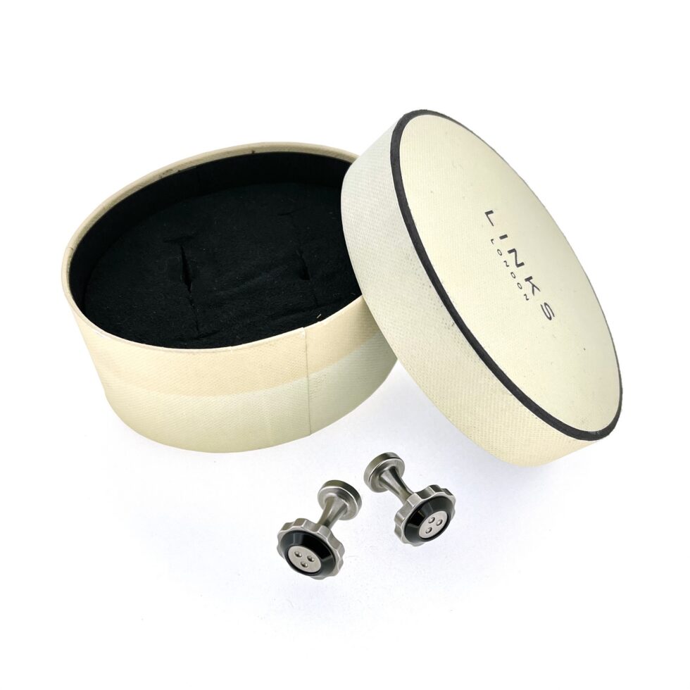 McLaren collaboration cufflinks with original vintage Links of London oval box