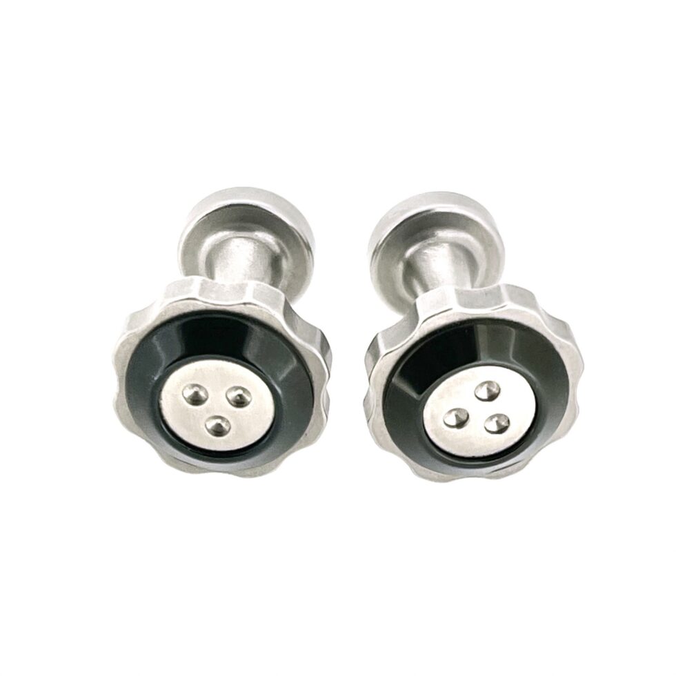 Stainless steel McLaren cufflinks with black PVD screw-head detail