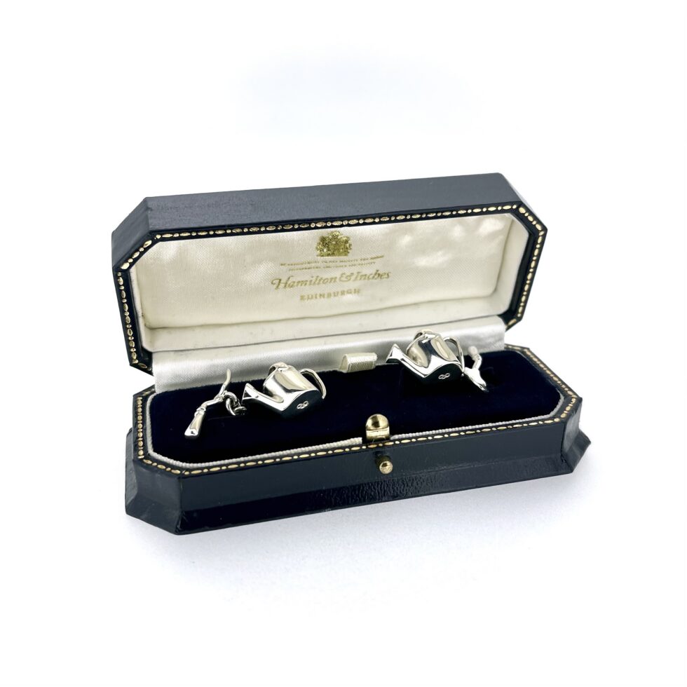 Vintage sterling silver novelty cufflinks supplied in Hamilton and Inches Edinburgh box