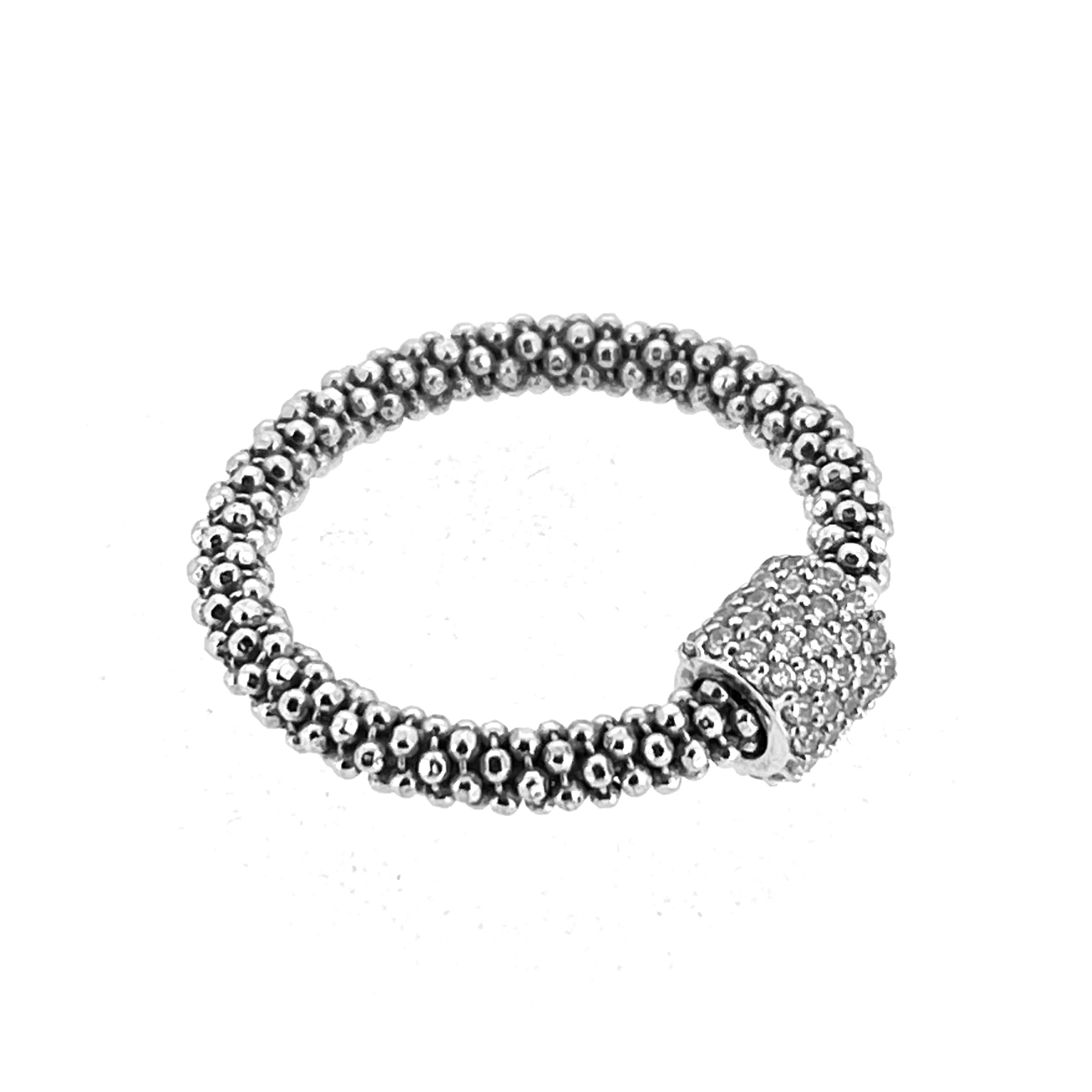 Links of London sterling silver ring marked 925 with crystal-set feature bead