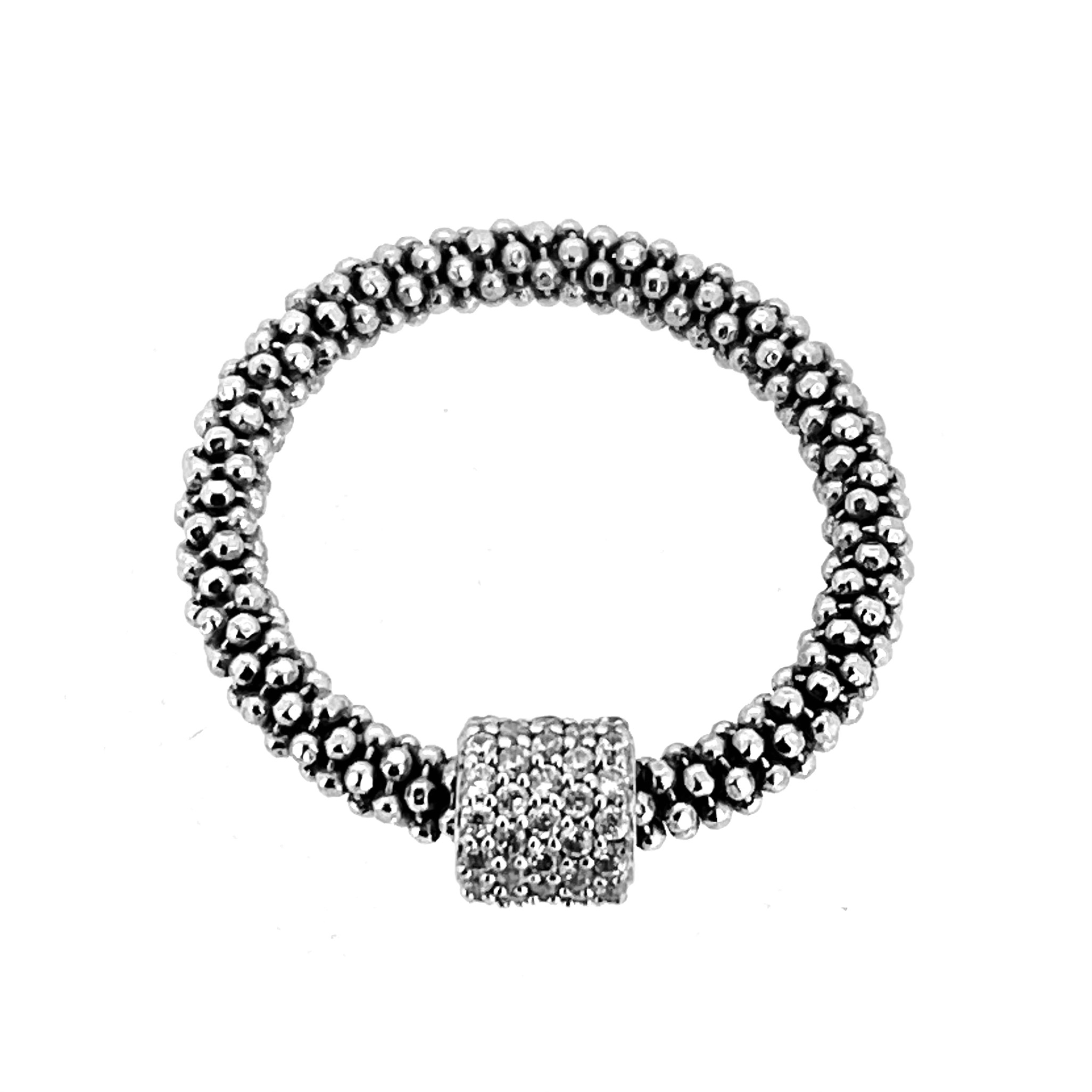 Sterling silver Links of London ring with rounded crystal bead centre