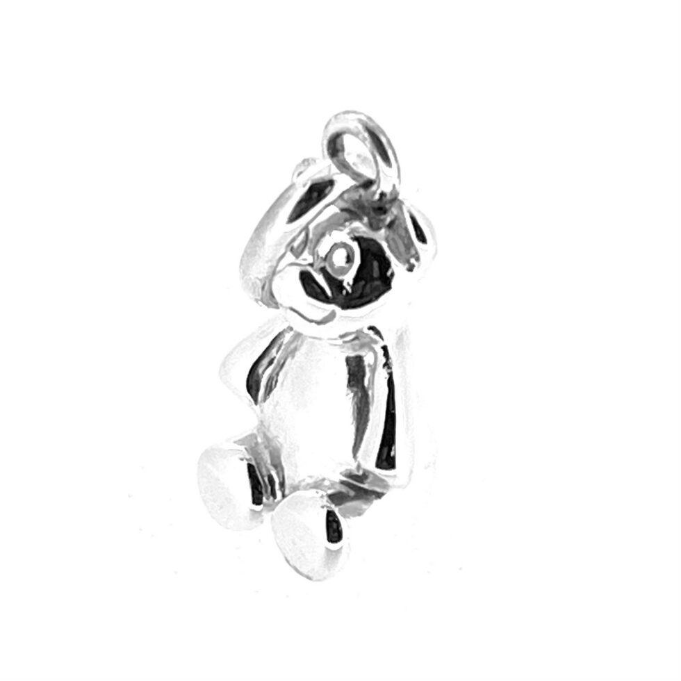Vintage teddy bear charm in plain sterling silver
