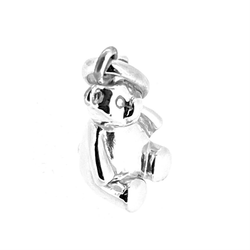 Sterling silver teddy bear charm with oval bail