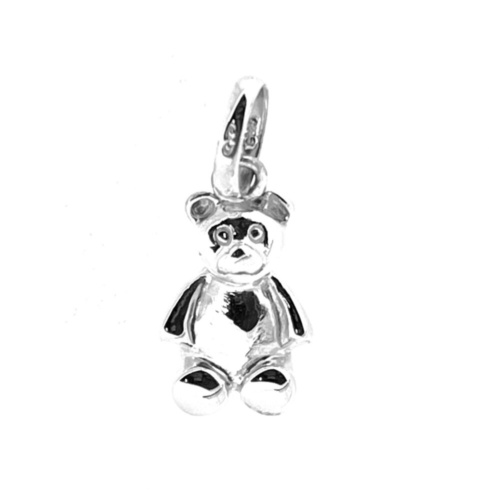 A classic teddy bear charm in pure silver form.