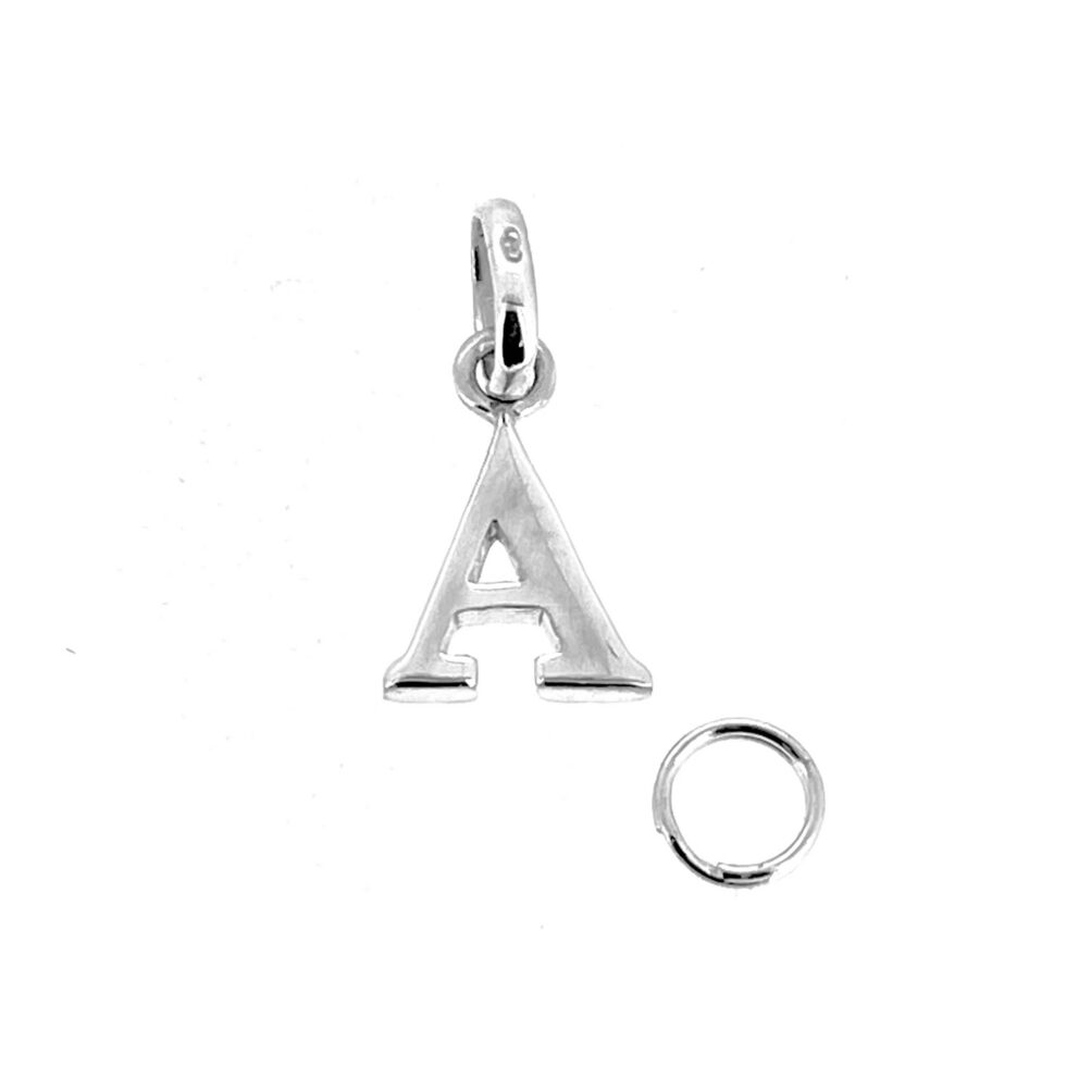 Polished Links of London silver Letter A charm front view