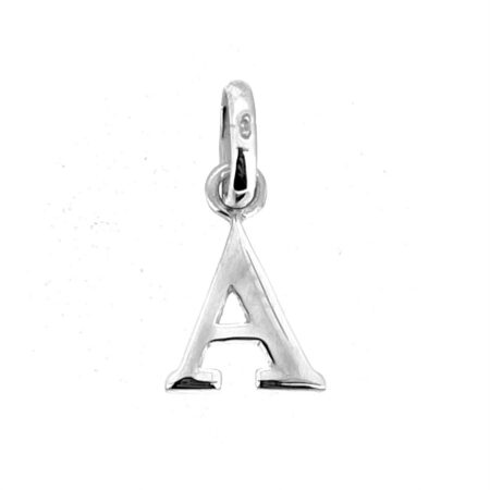 Classic Serif Alphabet Letter A charm with oval bail