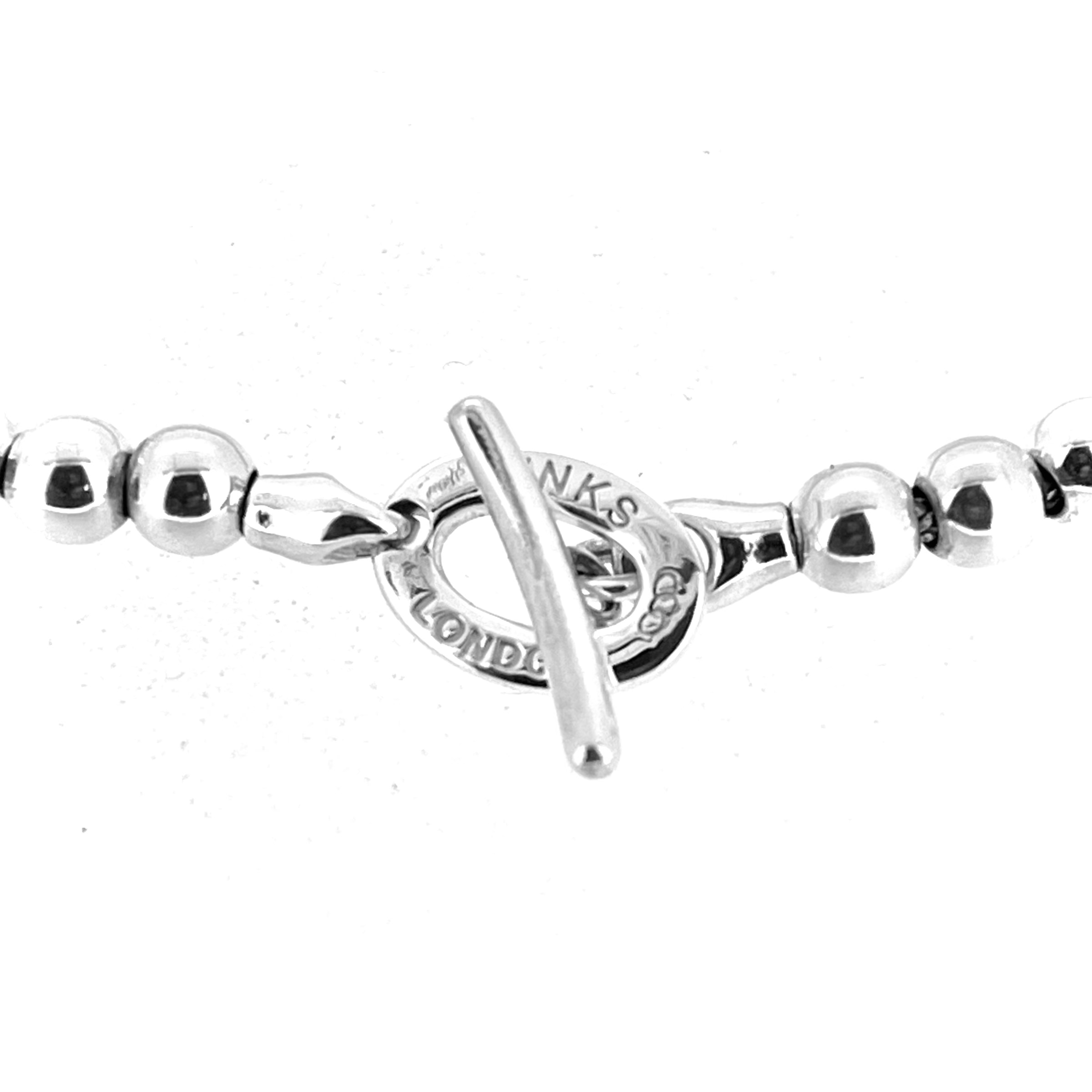 Close view of Links of London 5mm bead bracelet with toggle clasp