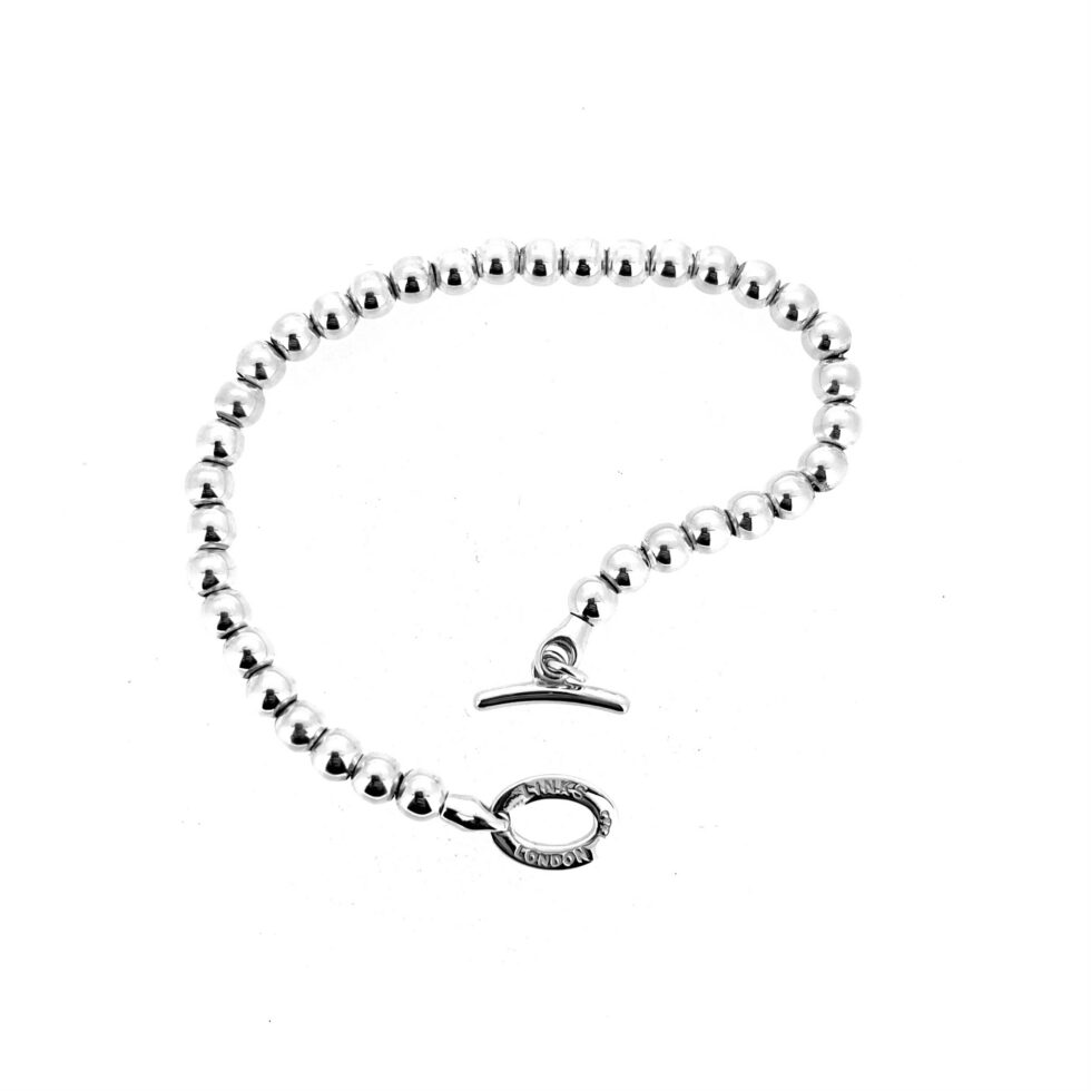 Hallmarked Links of London sterling silver bead bracelet close-up