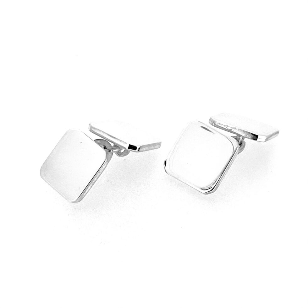 Polished Links of London square cufflinks with chain links