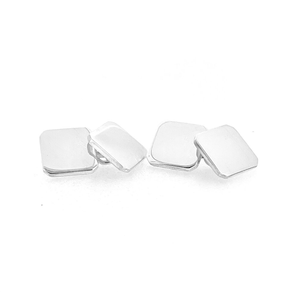 Classic square sterling silver cufflinks with polished finish