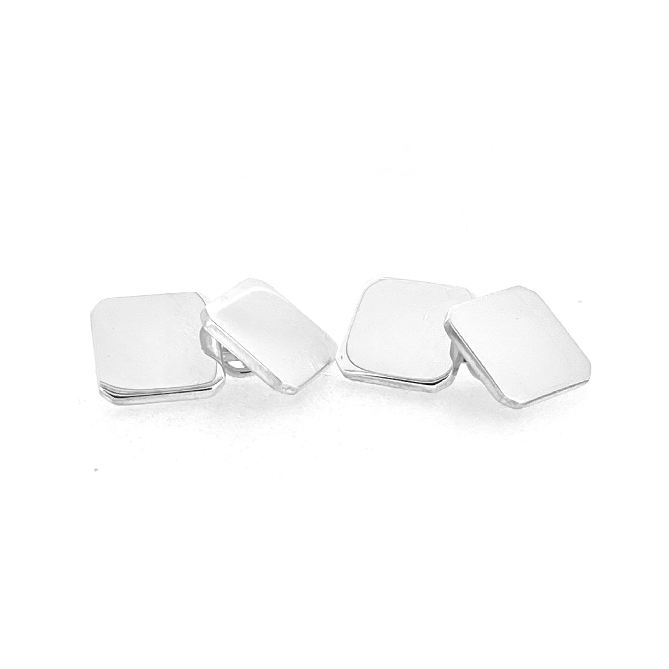 Classic square sterling silver cufflinks with polished finish