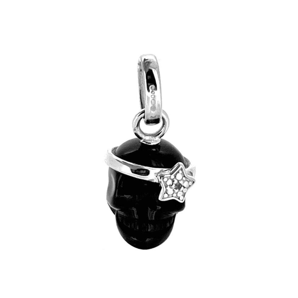 Vintage black skull charm with gem-set star headband by Links of London
