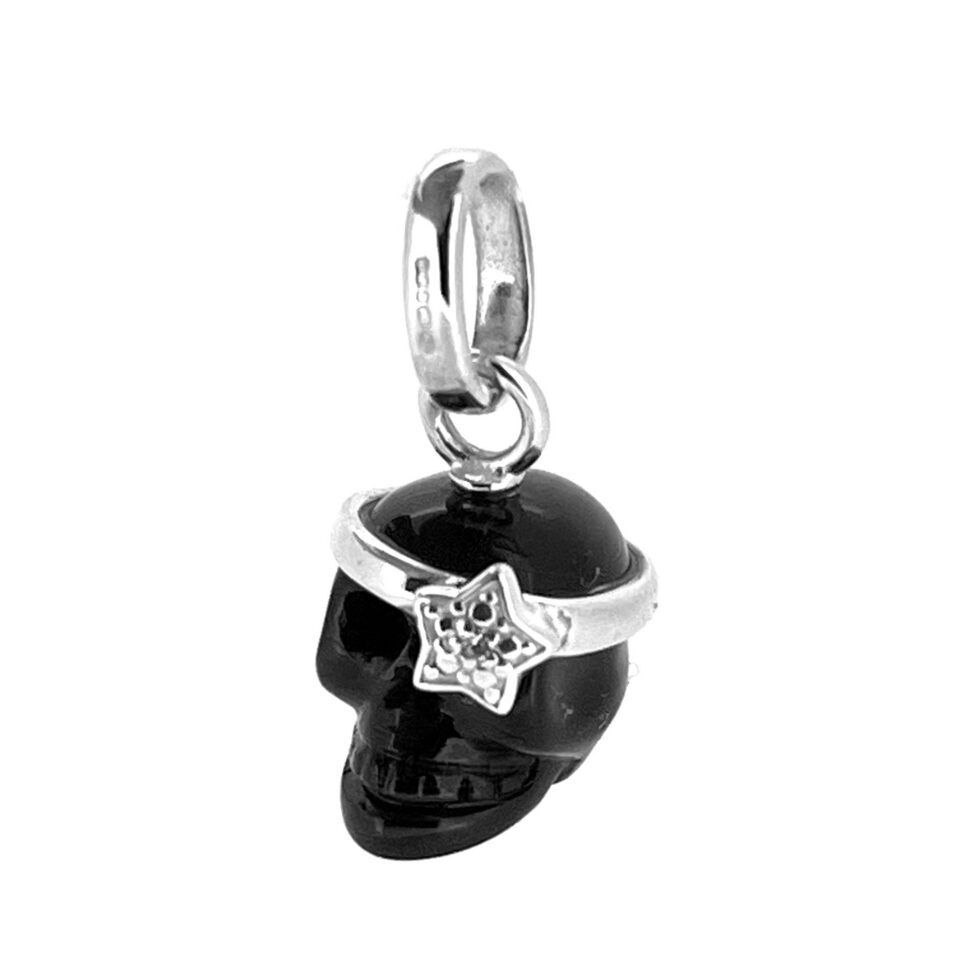 Links of London skull charm in black agate and sterling silver