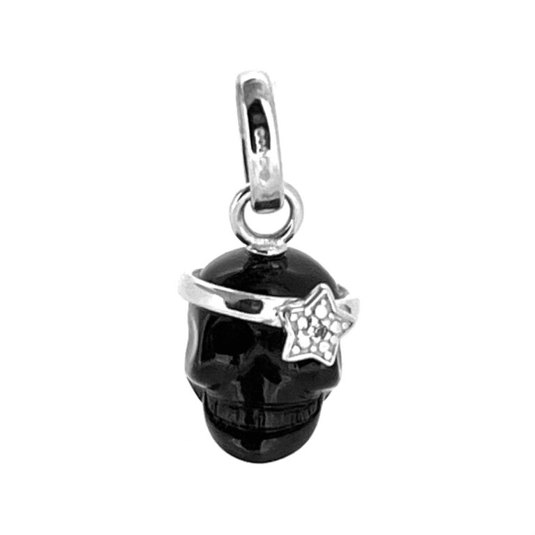 Hallmarked 2011 Links of London black skull charm front view