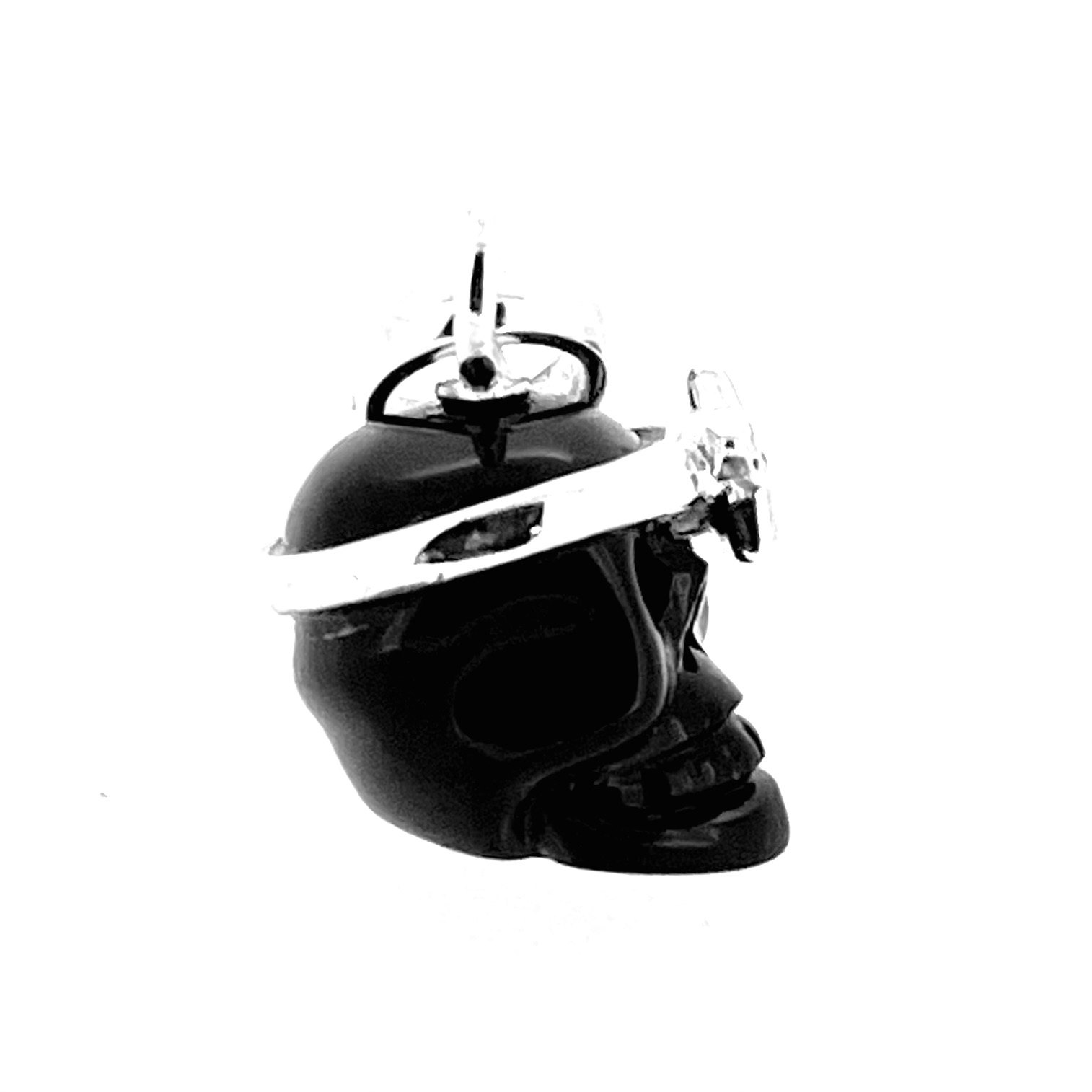 Black agate skull charm with sterling silver fittings by Links of London