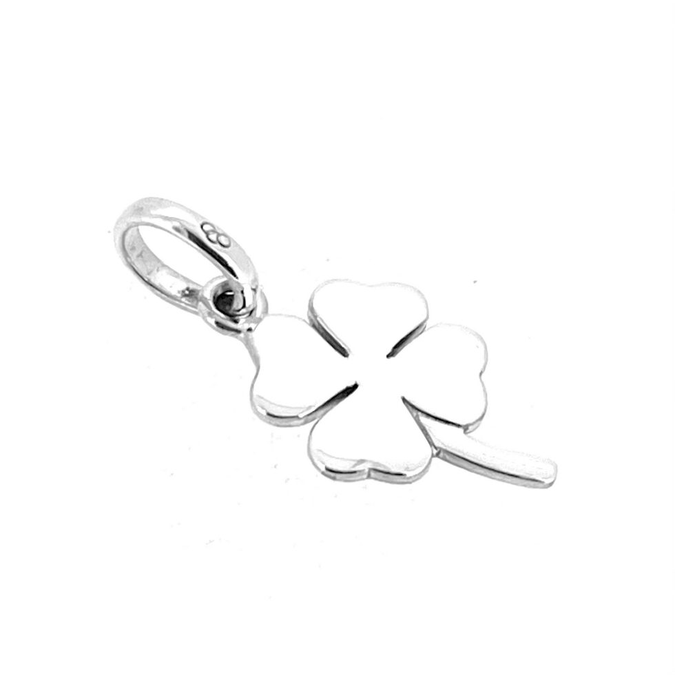 Vintage symbolic silver charm with four leaf clover design