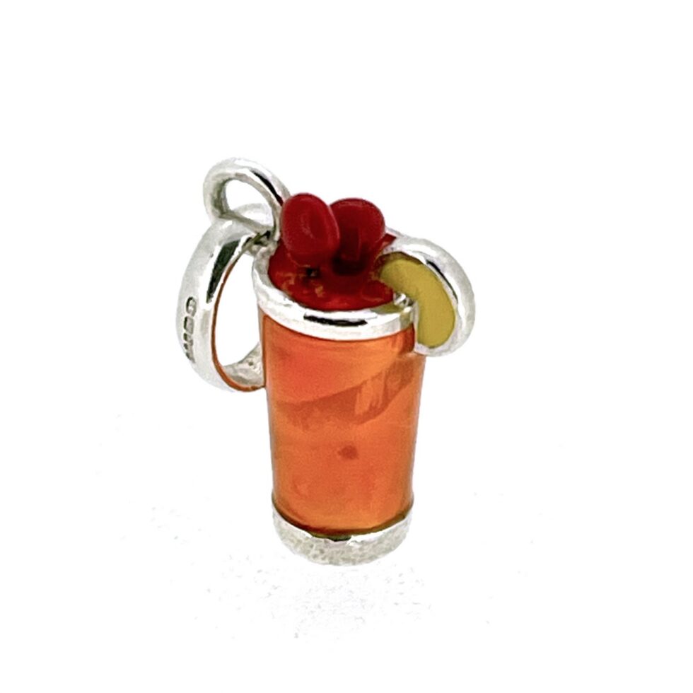Vintage orange enamel cocktail glass charm by Links of London