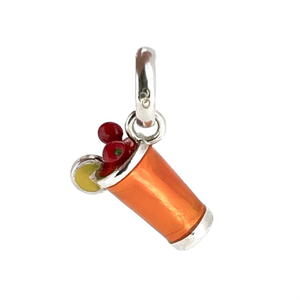 Links of London sterling silver cocktail drink charm with orange enamel