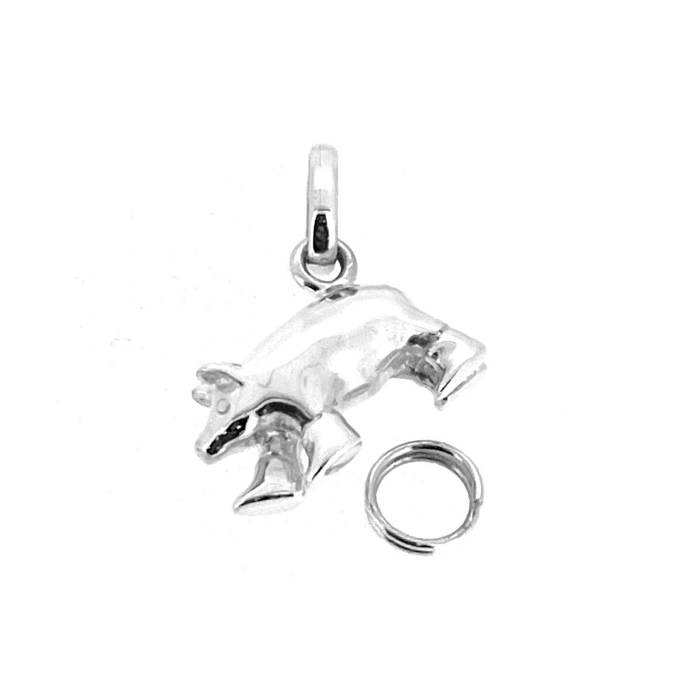 Polished silver Pig in Boots pendant charm