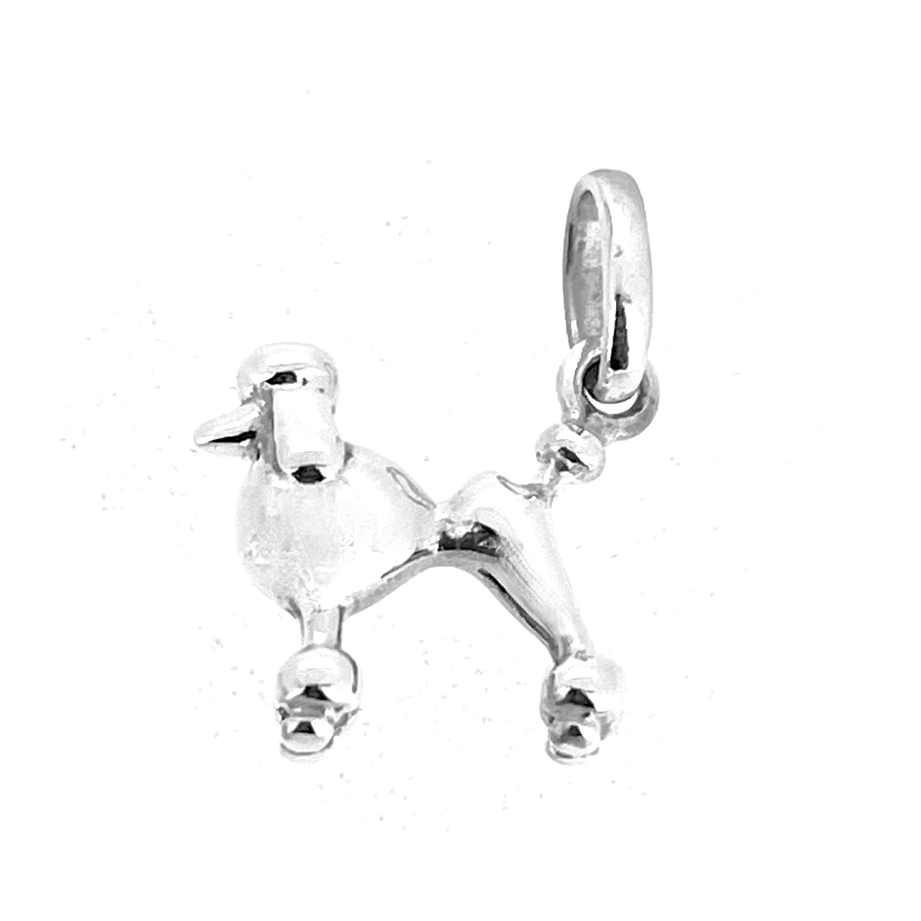 Polished sterling silver poodle dog charm