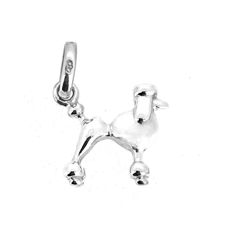 Small poodle silhouette charm in silver