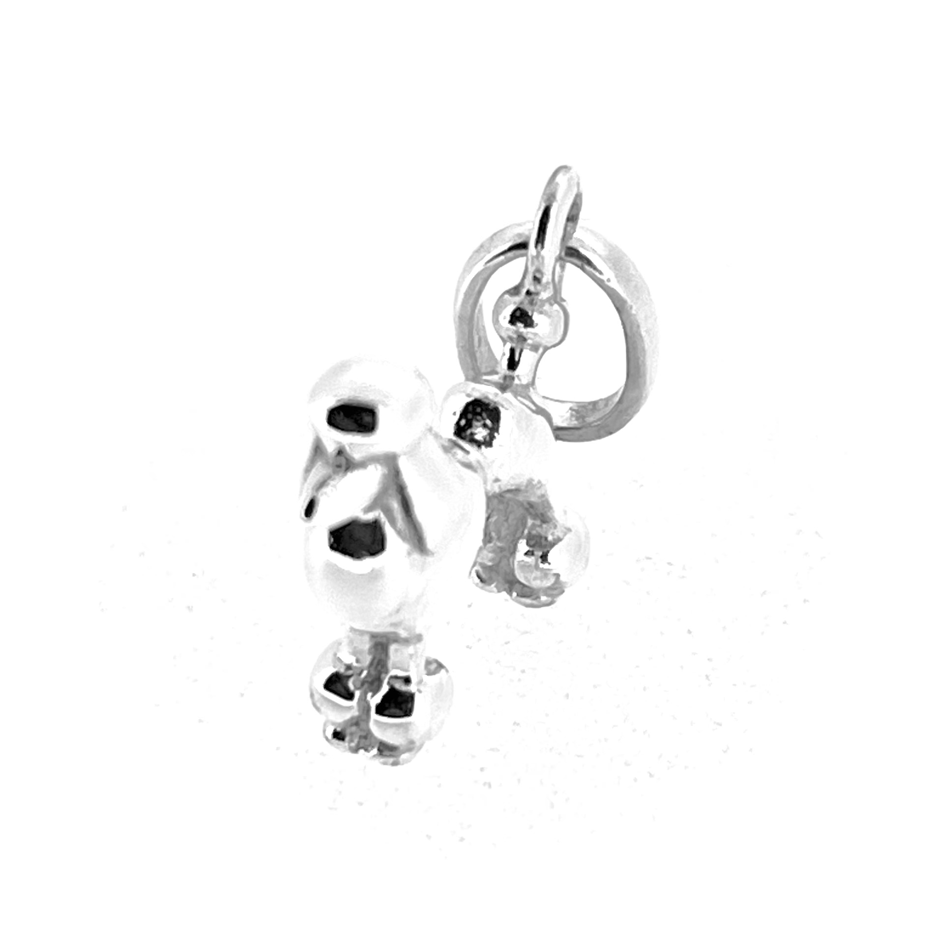 Small silver poodle charm with oval bail