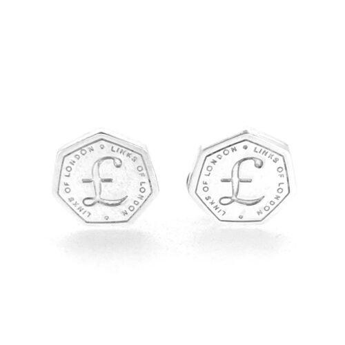 Links of London silver coin cufflinks with pound symbols