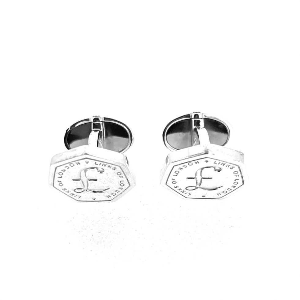 Vintage Links of London Pound Coin Cufflinks sterling silver