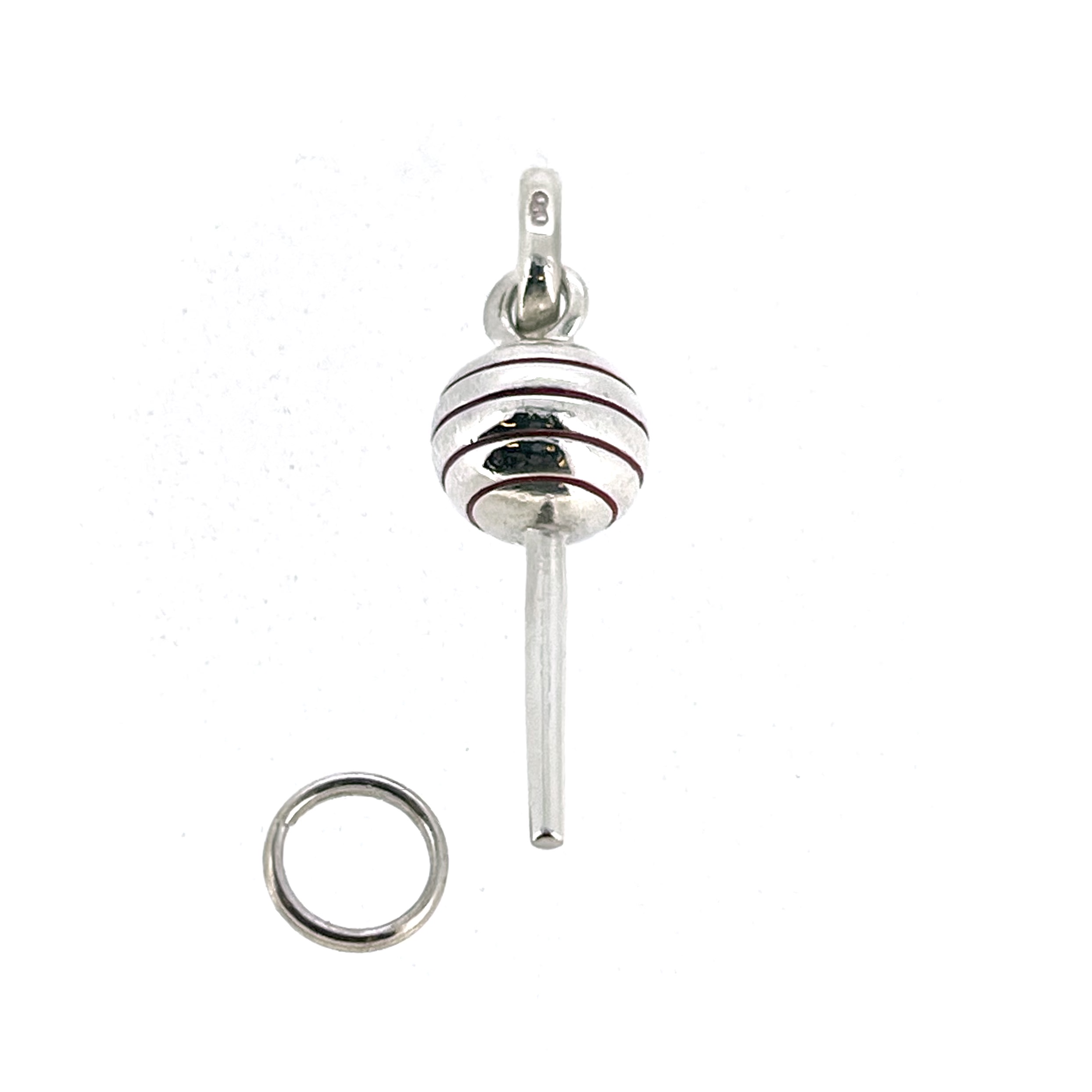 Polished silver lollipop pendant charm