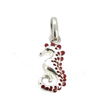 Side view of Links of London red enamel seahorse charm